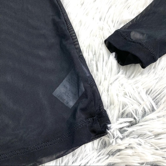 Dolls Kill Sheer Mesh Spooky Cat Patch Goth Long Sleeve Shirt EUC - Picture 11 of 11